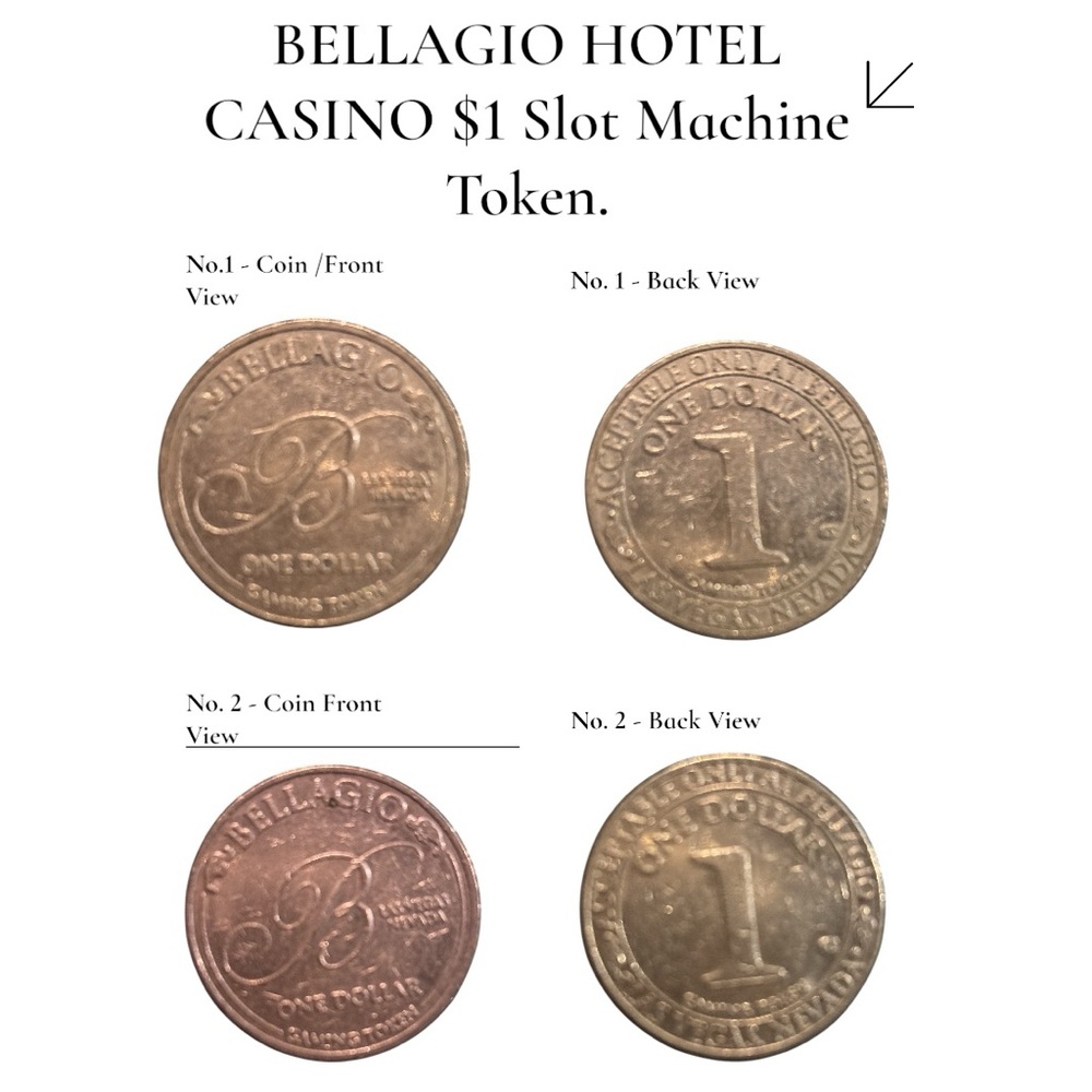 Authentic Bellagio Hotel Casino Collectable Token-Set of Two Token
